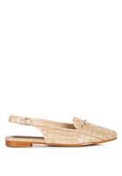 Temptation Croc Slingback Flat Sandals-Beige-Avah