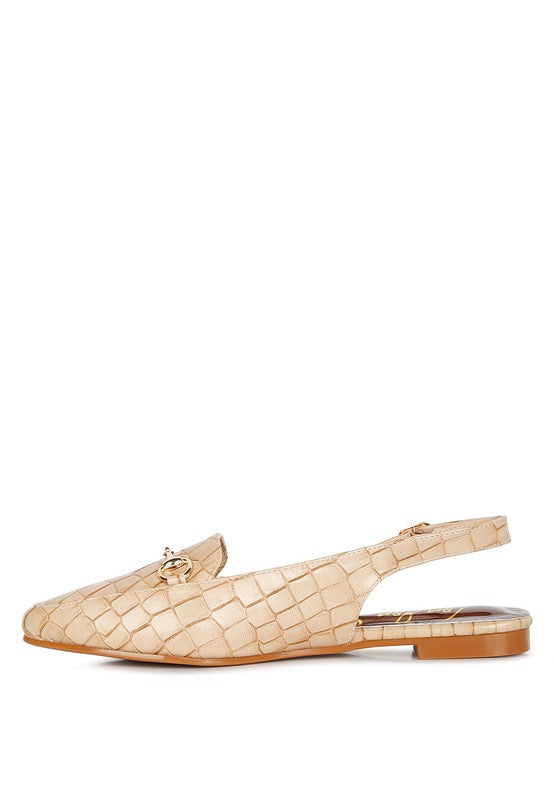 Temptation Croc Slingback Flat Sandals-Beige-Avah