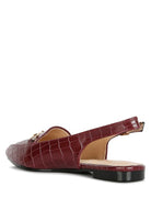 Temptation Croc Slingback Flat Sandals-Burgundy-Avah