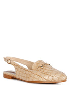 Temptation Croc Slingback Flat Sandals-Beige-Avah