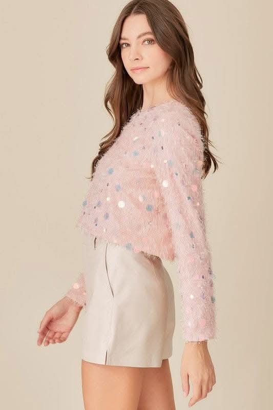 Glow Shimmer Trim Pink Top