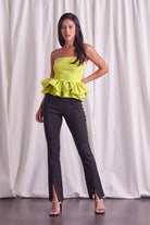 Simply Stunning Strapless Peplum Top-Lime Green-Avah