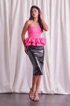 Simply Stunning Strapless Peplum Top-Hot Pink-Avah