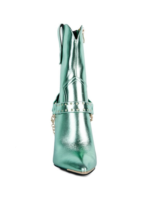 Pro Tip High Heeled Cult Ankle Boot-Green-Avah