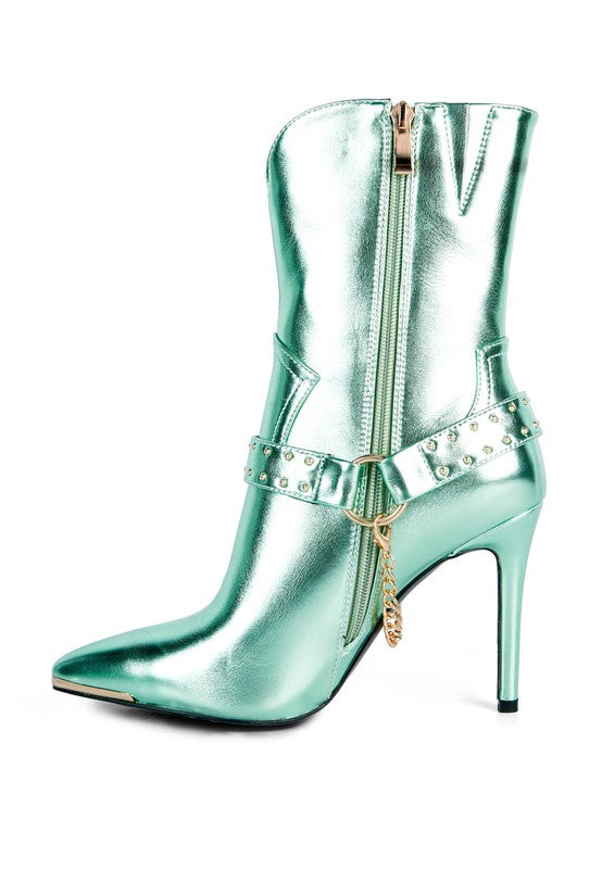 Pro Tip High Heeled Cult Ankle Boot-Green-Avah