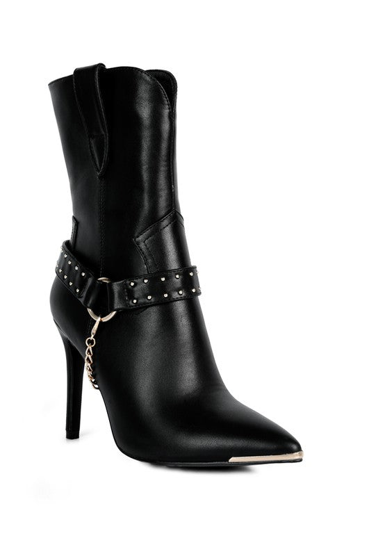 Pro Tip High Heeled Cult Ankle Boot-Black-Avah