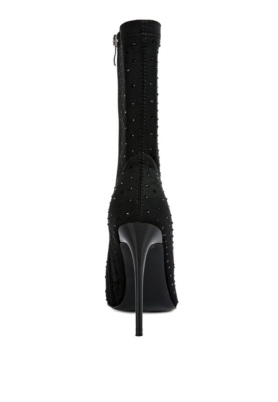 Cherry Lee High Top Knitted Ankle Boot-Black-Avah