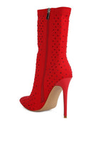 Cherry Lee High Top Knitted Ankle Boot-Red-Avah