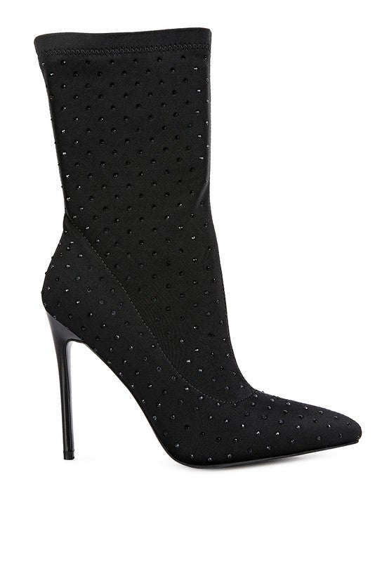 Cherry Lee High Top Knitted Ankle Boot-Black-Avah