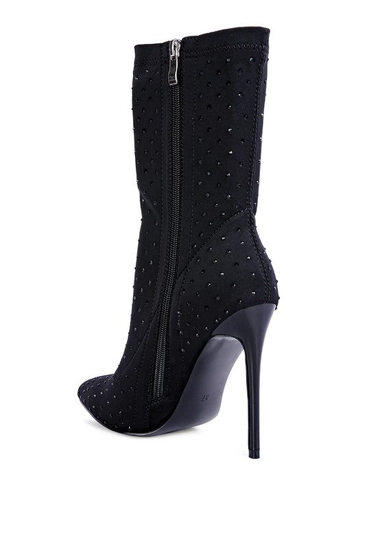 Cherry Lee High Top Knitted Ankle Boot-Black-Avah
