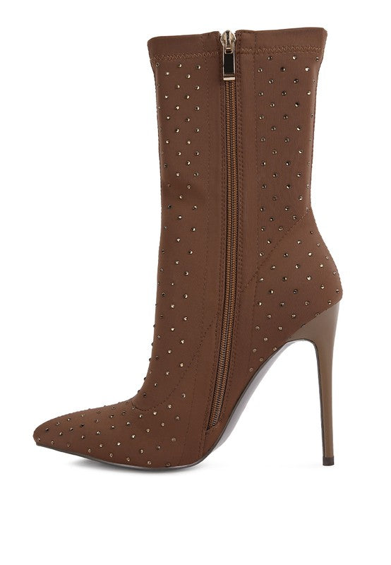 Cherry Lee High Top Knitted Ankle Boot-Brown-Avah