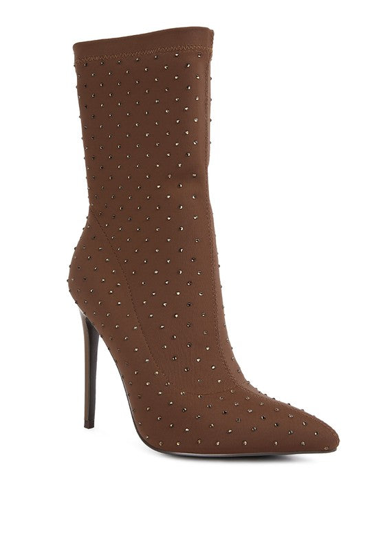 Cherry Lee High Top Knitted Ankle Boot-Brown-Avah