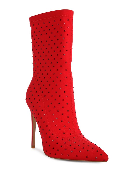 Cherry Lee High Top Knitted Ankle Boot-Red-Avah