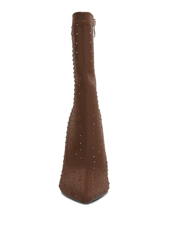 Cherry Lee High Top Knitted Ankle Boot-Brown-Avah