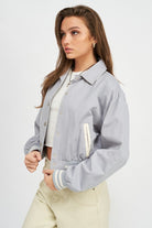 Play It Right Bomber Jacket - Blue-Avah 