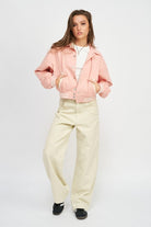 Play It Right Bomber Jacket - Pink-Avah 