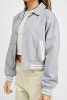 Play It Right Bomber Jacket - Blue-Avah 