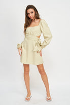 AVAH-Adora Long Sleeve Dress with Side Bow-Sage