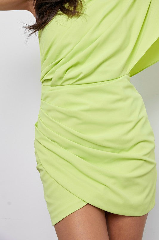 Highlight Lime Green Wrap Dress-AVAH