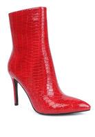 Jasmine Patent Ankle Boots-Red-Avah