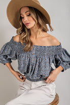 Unbelievably Adorable Smocked Off The Shoulder Top - Animal Print-AVAH