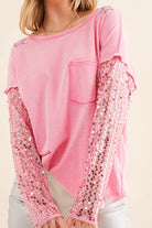 Lucky Star Sequin Top - Pink-Avah