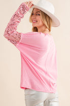 Lucky Star Sequin Top - Pink-Avah