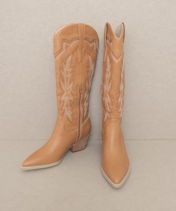 Impressed Embroidered Cowboy Boots-Avah Couture