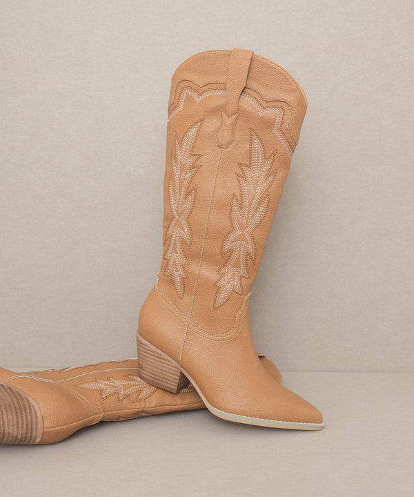 Impressed Embroidered Cowboy Boots-Avah Couture