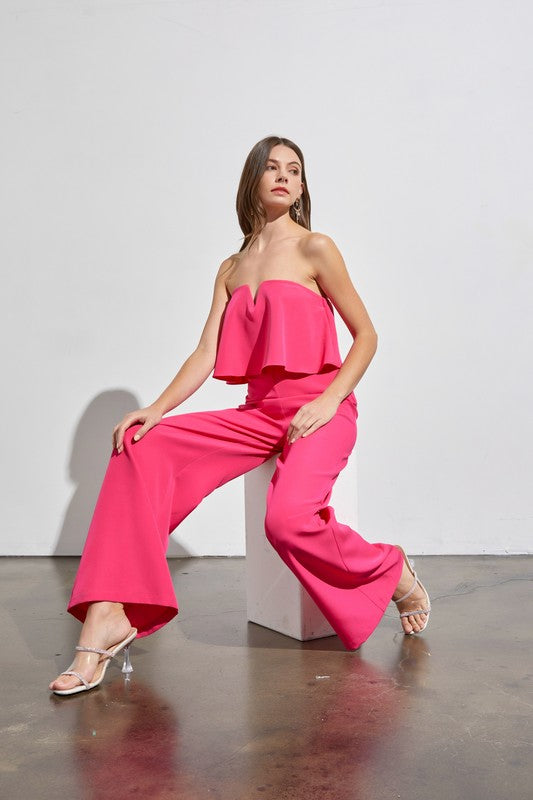 Captivating Allure Strapless Jumpsuit-Pink-Avah