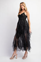 AVAH-Tulle Temptation Crochet Midi Dress-Black