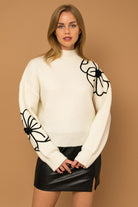 Fresh Cut Floral Sweater-Ivory-Black-Avah