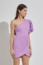 Rock The Runway One Shoulder Pleated Tulip Skirt Mini Dress-Avah Couture