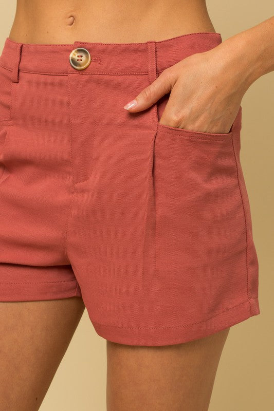Beyond Basic Pleated Shorts - Coral-AVAH