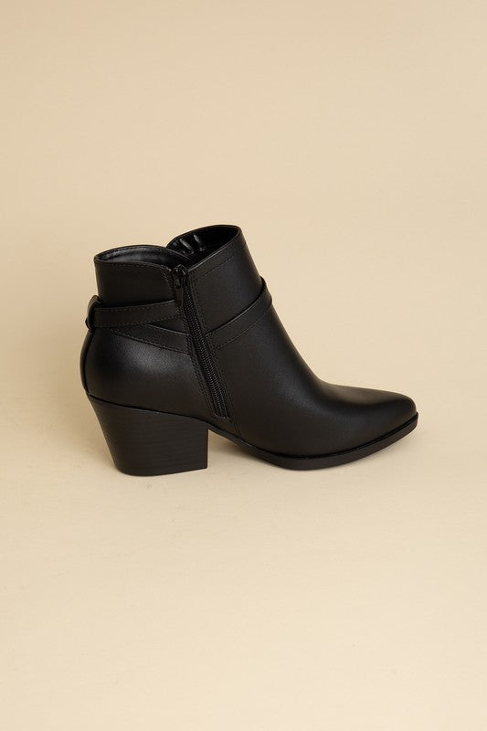 Ankle Boots With Buckle Detail - Black-Avah