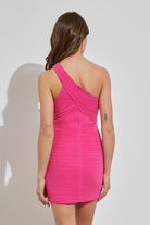 Empowerment Elegance One-Shoulder Dress-Pink-Avah