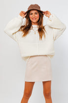 Winter Radiance Ribbed Knit Sweater - White- Avah 