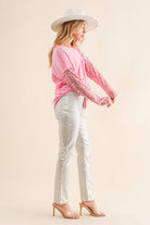 Lucky Star Sequin Top - Pink-Avah