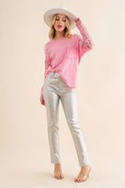 Lucky Star Sequin Top - Pink-Avah