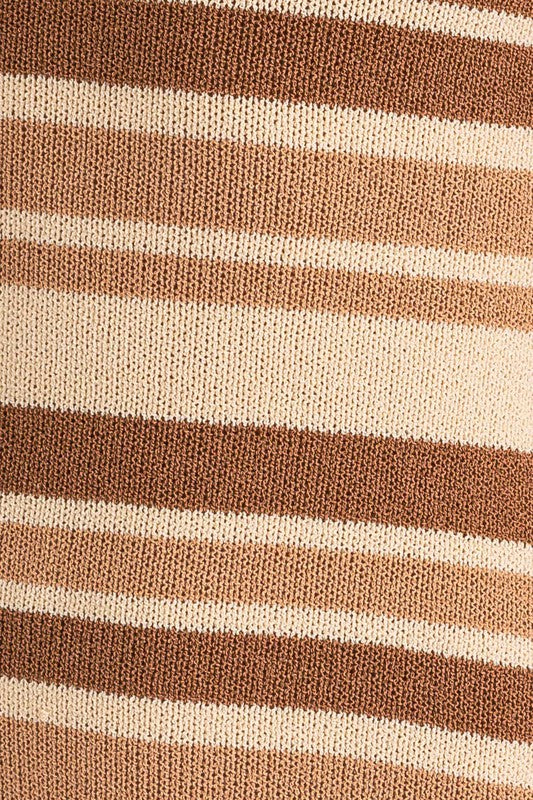 Isa Bell Sleeve Sweater Dress - Taupe Multi Striped-Avah