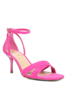 Chloe Ankle Strap Mid Heel Sandals-Pink-AVAH