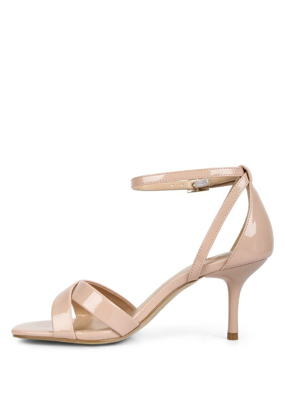 Chloe Ankle Strap Mid Heel Sandals-Nude-AVAH