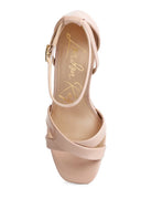 Chloe Ankle Strap Mid Heel Sandals-Nude-AVAH