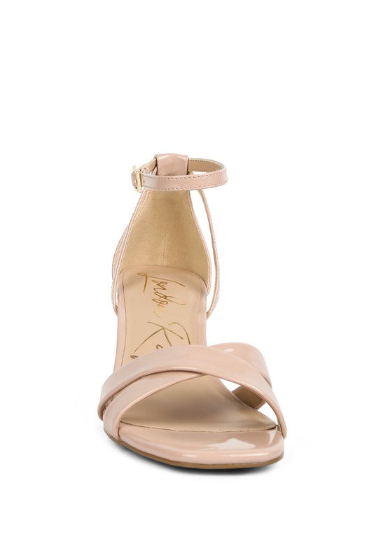 Chloe Ankle Strap Mid Heel Sandals-Nude-AVAH