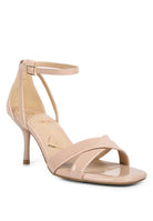 Chloe Ankle Strap Mid Heel Sandals-Nude-AVAH