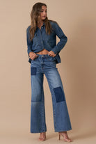 AVAH-Retro Revival Mid Rise Wide Leg Jeans-Dark Vintage Wash