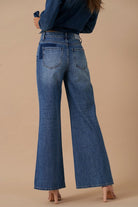 AVAH-Retro Revival Mid Rise Wide Leg Jeans-Dark Vintage Wash