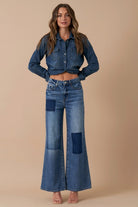 AVAH-Retro Revival Mid Rise Wide Leg Jeans-Dark Vintage Wash