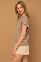 Embrace and Elevate Cable Knit Vest-Mocha Brown-Avah