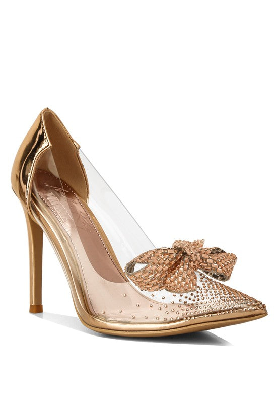 Enchanted Eve Clear Pointed Toe Pumps-Rose Gold- Avah
